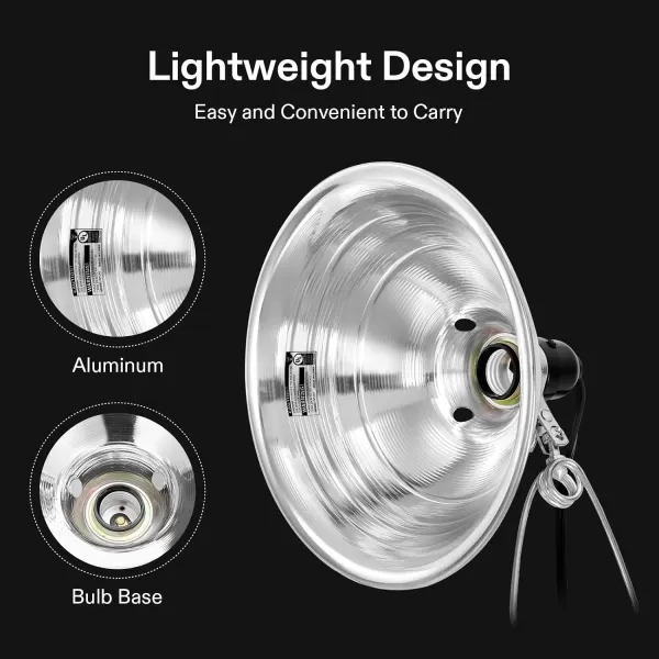 VIVOSUN Clamp Lamp Light with Detachable 8.5 Inch Aluminum Reflector up to 150 Watt E26 Socket , 6 Feet Cord, UL Listed, Pack of 2)