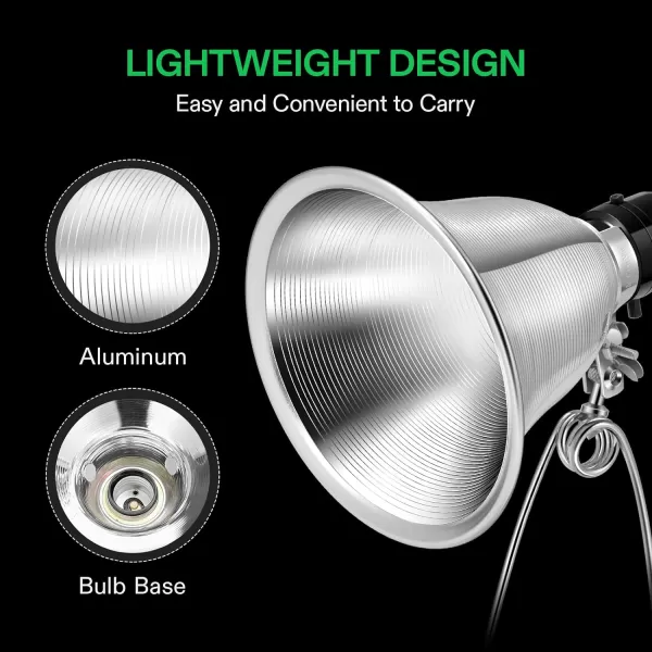VIVOSUN Clamp Lamp Light with Detachable 8.5 Inch Aluminum Reflector up to 150 Watt E26 Socket , 6 Feet Cord, UL Listed, Pack of 2)