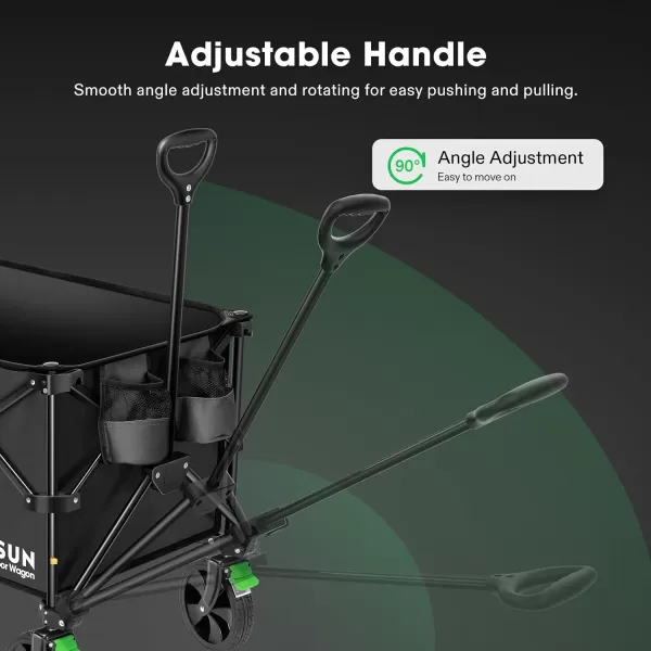 VIVOSUN Collapsible Folding Wagon, Outdoor Utility with Silent Universal Wheels, Cup Holders &amp; Side Pockets, Adjustable Handle, for Camping, Garden, Sports, Picnic, Shopping, Gray