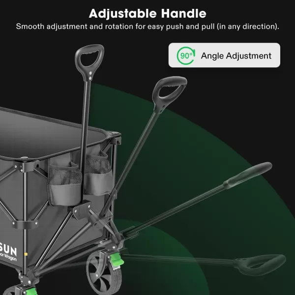 VIVOSUN Collapsible Folding Wagon, Outdoor Utility with Silent Universal Wheels, Cup Holders &amp; Side Pockets, Adjustable Handle, for Camping, Garden, Sports, Picnic, Shopping, Gray