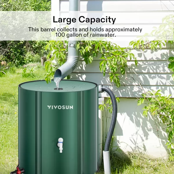 VIVOSUN Collapsible Rain Barrel, 53 Gallon with 1000D Oxford Cloth, Portable Rain Collection System, Water Barrel Collector w/Filter Spigot, Green