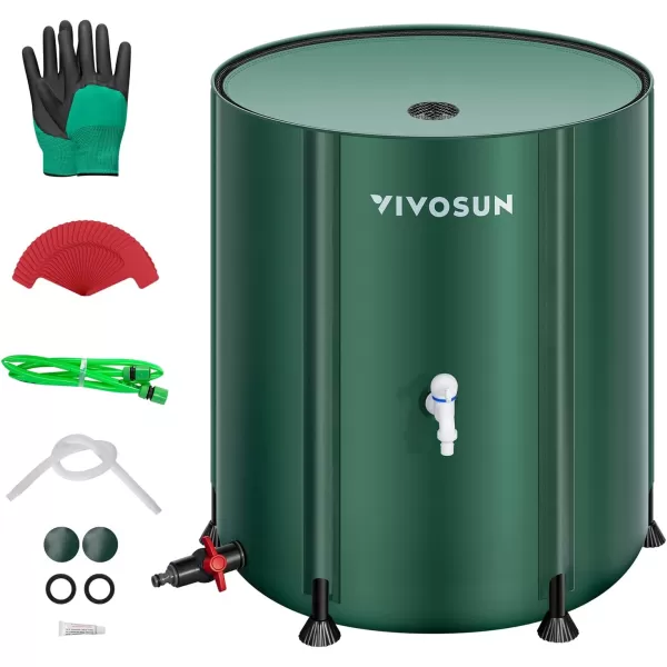 VIVOSUN Collapsible Rain Barrel, 53 Gallon with 1000D Oxford Cloth, Portable Rain Collection System, Water Barrel Collector w/Filter Spigot, Green