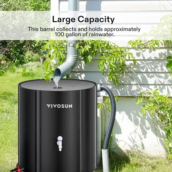 VIVOSUN Collapsible Rain Barrel, 53 Gallon with 1000D Oxford Cloth, Portable Rain Collection System, Water Barrel Collector w/Filter Spigot, Green