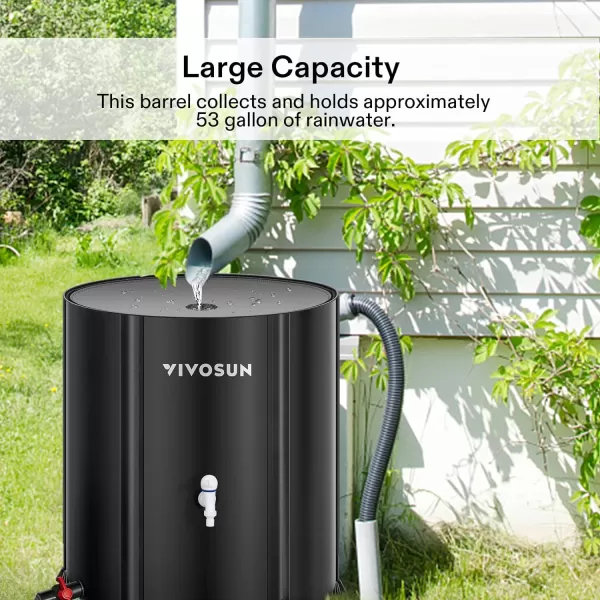 VIVOSUN Collapsible Rain Barrel, 53 Gallon with 1000D Oxford Cloth, Portable Rain Collection System, Water Barrel Collector w/Filter Spigot, Green