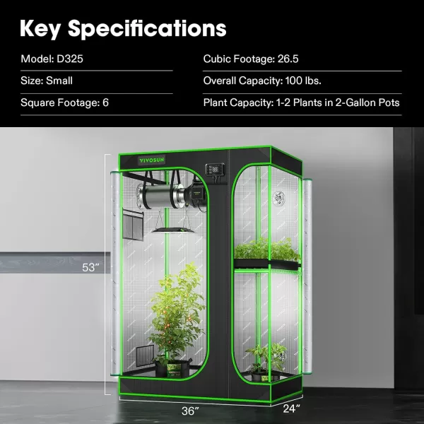 VIVOSUN D548 2-in-1 5x4 Grow Tent, 60"x48"x80" High Reflective Mylar with Multi-Chamber and Floor Tray for Hydroponic Indoor Plant