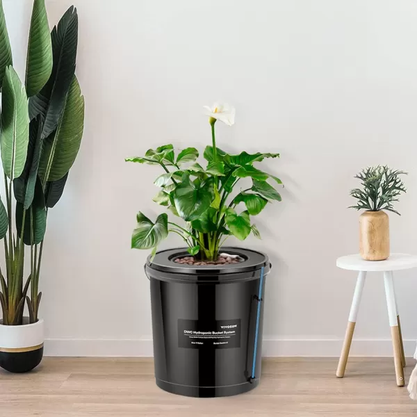 VIVOSUN DWC Hydroponics Grow System with Top Drip Kit, 5-Gallon Deep Water Culture, Recirculating Drip Garden System with Multi-Purpose Air Hose, Air Pump, and Air Stone 