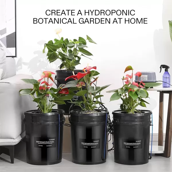 VIVOSUN DWC Hydroponics Grow System with Top Drip Kit, 5-Gallon Deep Water Culture, Recirculating Drip Garden System with Multi-Purpose Air Hose, Air Pump, and Air Stone 