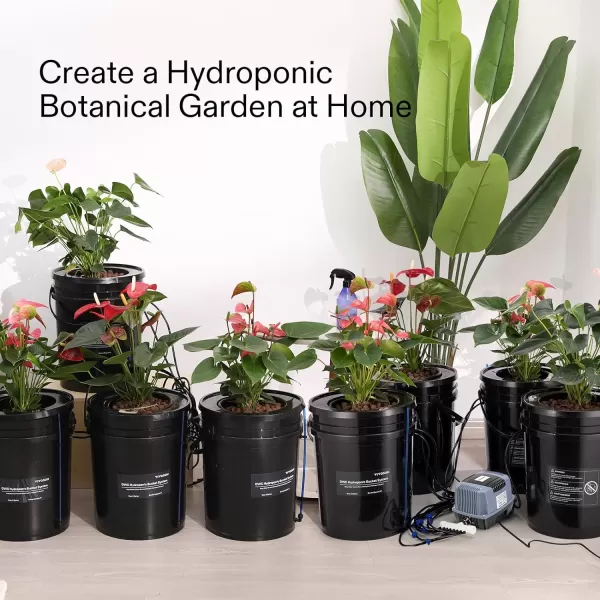 VIVOSUN DWC Hydroponics Grow System with Top Drip Kit, 5-Gallon Deep Water Culture, Recirculating Drip Garden System with Multi-Purpose Air Hose, Air Pump, and Air Stone 