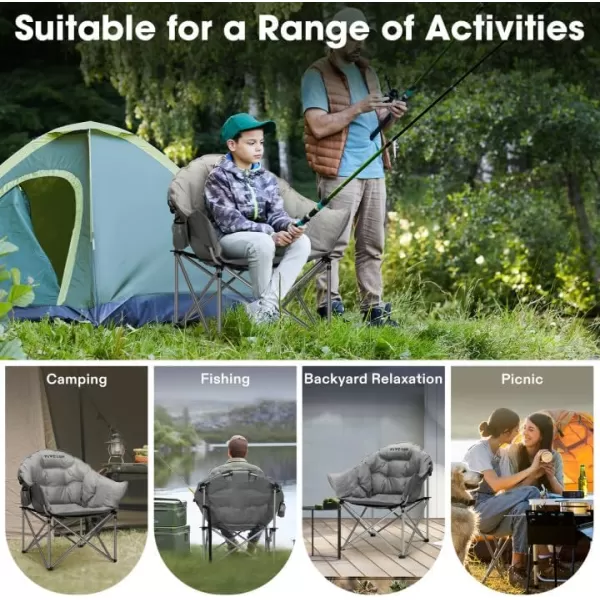 VIVOSUN Double Camping Chair, Fully Padded Folding Loveseat, Oversized Duo Chair with Cup &amp; Wine Glass Holders, Pocket, Armrests &amp; Carry Bag, Supports up to 500lbs