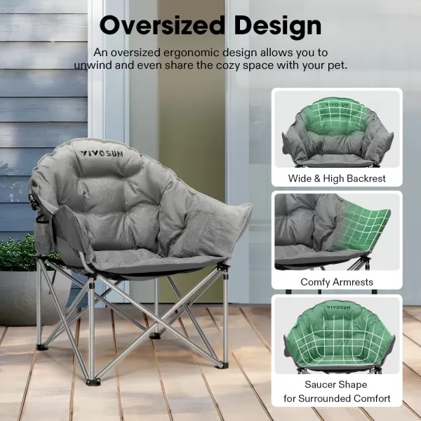 VIVOSUN Double Camping Chair, Fully Padded Folding Loveseat, Oversized Duo Chair with Cup &amp; Wine Glass Holders, Pocket, Armrests &amp; Carry Bag, Supports up to 500lbs