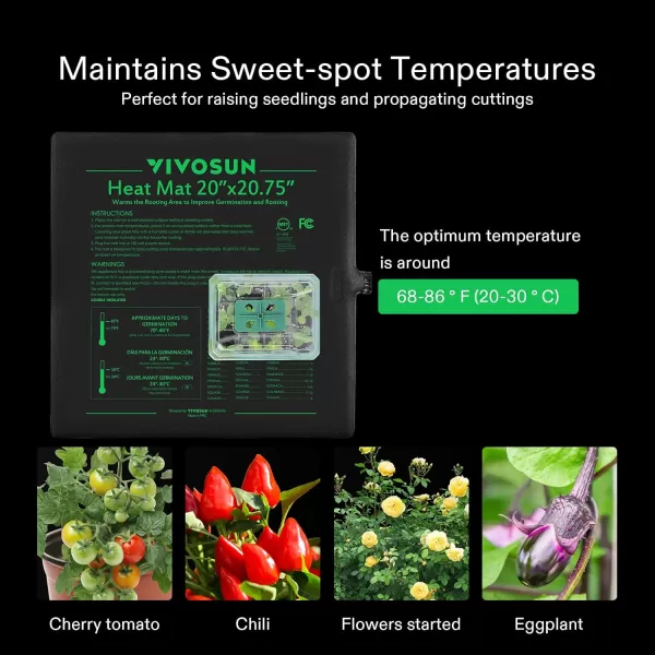VIVOSUN Durable Waterproof Seedling Heat Mat 48" x 20.75" UL &amp; MET-Certified Warm Hydroponic Heating Pad for Germination, Indoor Gardening, Greenhouse