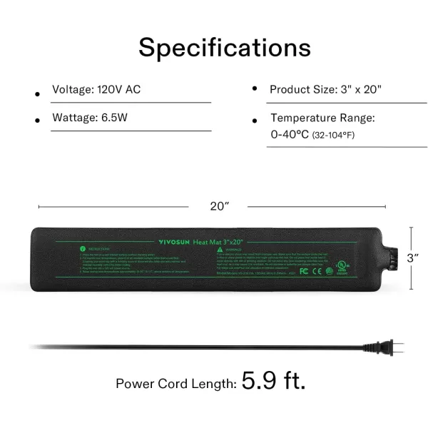 VIVOSUN Durable Waterproof Seedling Heat Mat 48" x 20.75" UL &amp; MET-Certified Warm Hydroponic Heating Pad for Germination, Indoor Gardening, Greenhouse