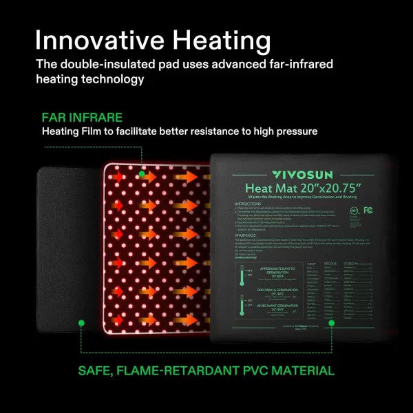 VIVOSUN Durable Waterproof Seedling Heat Mat 48" x 20.75" UL &amp; MET-Certified Warm Hydroponic Heating Pad for Germination, Indoor Gardening, Greenhouse