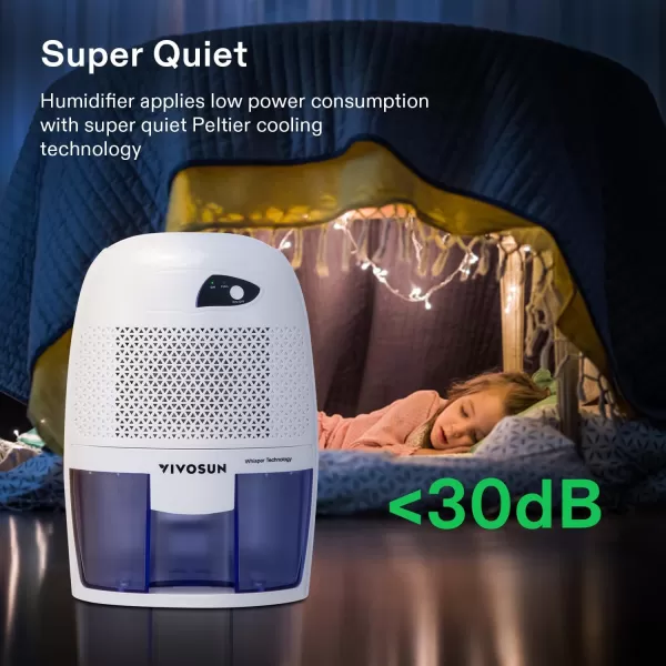 VIVOSUN Electric Mini Dehumidifier, Ultra-Quiet Auto Defrost Dehumidifier with Timer, 2200ML Water Tank and Drain Hose for Basement or Smaller Room