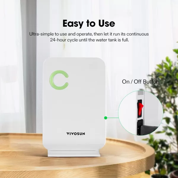 VIVOSUN Electric Mini Dehumidifier, Ultra-Quiet Auto Defrost Dehumidifier with Timer, 2200ML Water Tank and Drain Hose for Basement or Smaller Room