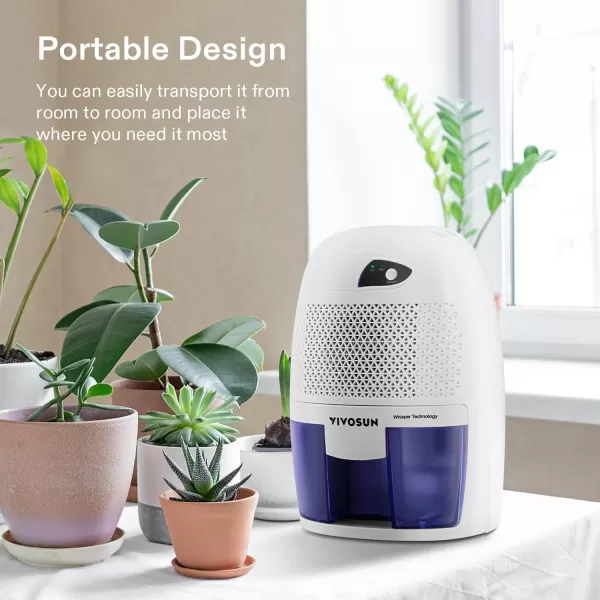 VIVOSUN Electric Mini Dehumidifier, Ultra-Quiet Auto Defrost Dehumidifier with Timer, 2200ML Water Tank and Drain Hose for Basement or Smaller Room