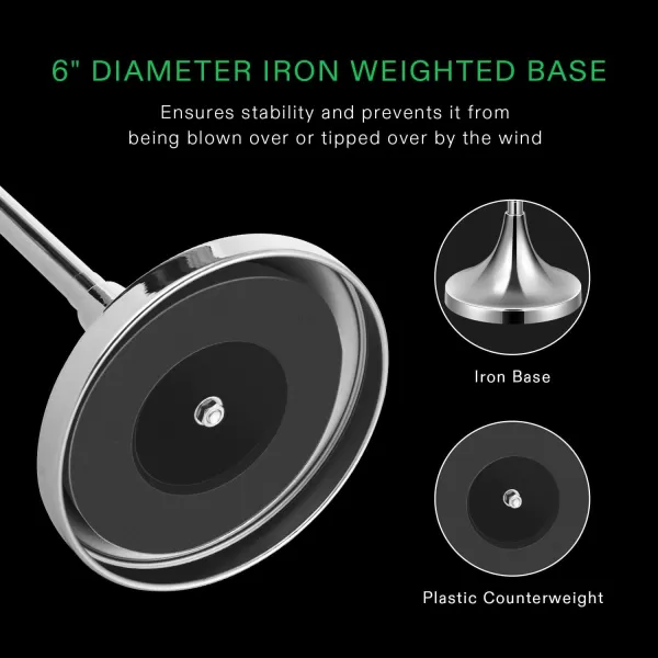 VIVOSUN Floor Standing Ash Tray, Outdoor Ashtray with Stainless Steel Lid, Adjustable Height from 21.5" to 35" for Home, Patio, Chrome