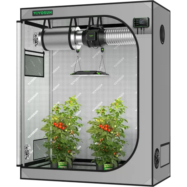 VIVOSUN G425 48"x24"x60" Grow Tent, 4x2 FT Advanced Gray Grow Tent with 19mm Poles, Observation Window and Floor Tray for Hydroponic Plants for VS2000