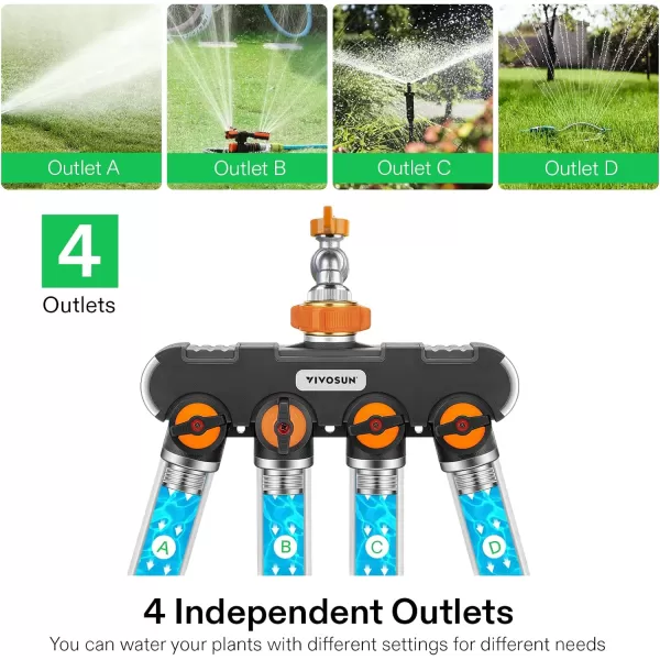 VIVOSUN Garden Hose Splitter 2 Way Heavy Duty, Upgraded Highly Durable Dual Water Hose Connector, Faucet Adapter with Comfortable Rubberized Grip for Drip Irrigation, Lawns