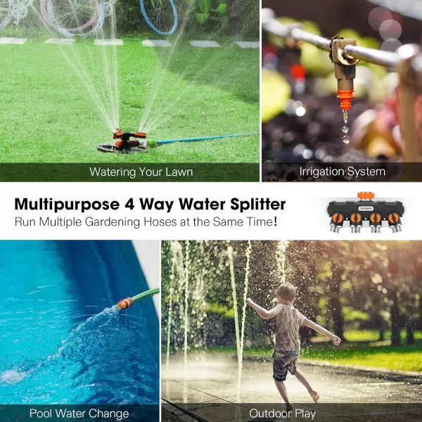 VIVOSUN Garden Hose Splitter 2 Way Heavy Duty, Upgraded Highly Durable Dual Water Hose Connector, Faucet Adapter with Comfortable Rubberized Grip for Drip Irrigation, Lawns