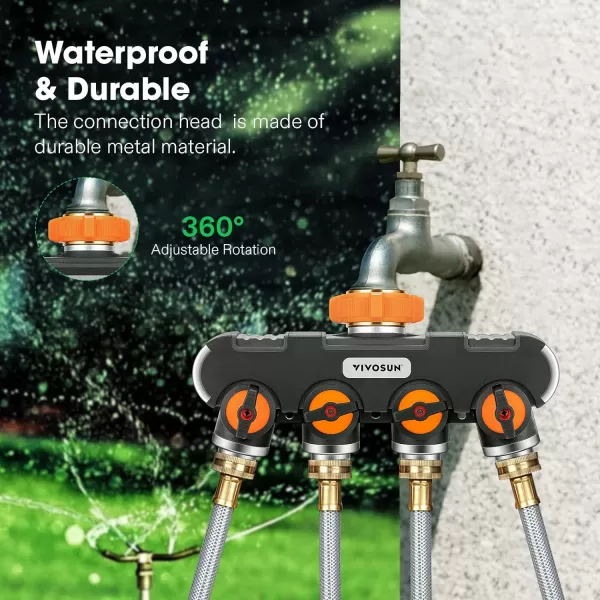 VIVOSUN Garden Hose Splitter 2 Way Heavy Duty, Upgraded Highly Durable Dual Water Hose Connector, Faucet Adapter with Comfortable Rubberized Grip for Drip Irrigation, Lawns