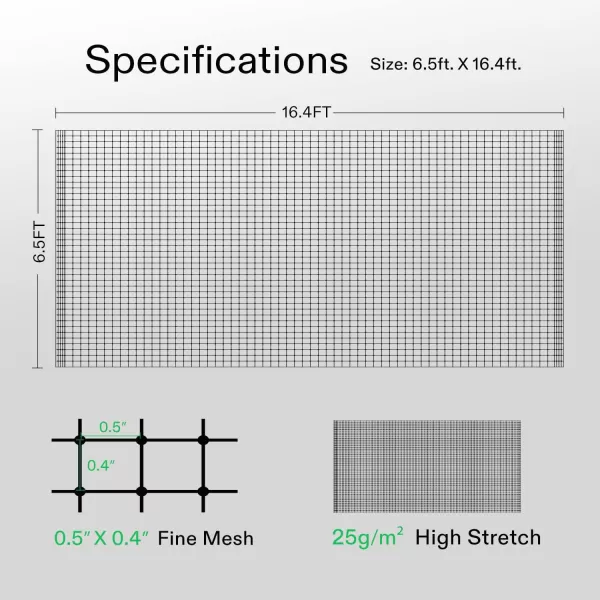 VIVOSUN Garden Netting, 7.5' x 65' Reusable Protection Net Mesh, Black Heavy Duty Trellis Netting, Garden Block Netting for Plants, Fruit Trees, Vegetables and Other Animals