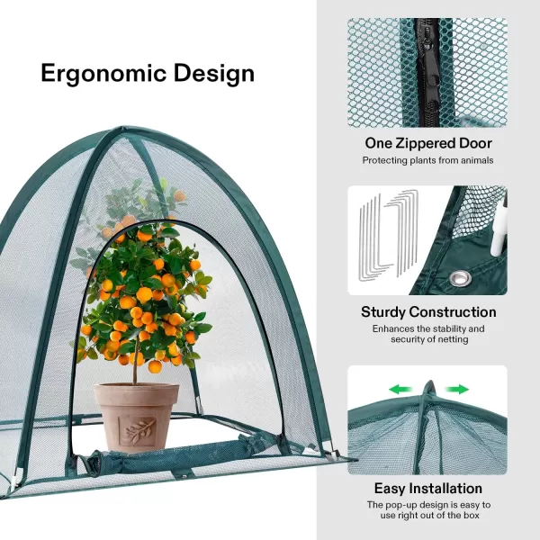 VIVOSUN Garden Netting Cover, 36 x 36 x 39 Inch Pop-up Guard Cover with Zip Entry for Plants, Vegetables, Fruits, Outdoor Run and Enclosure for Small Animals, 2-Pack, Green