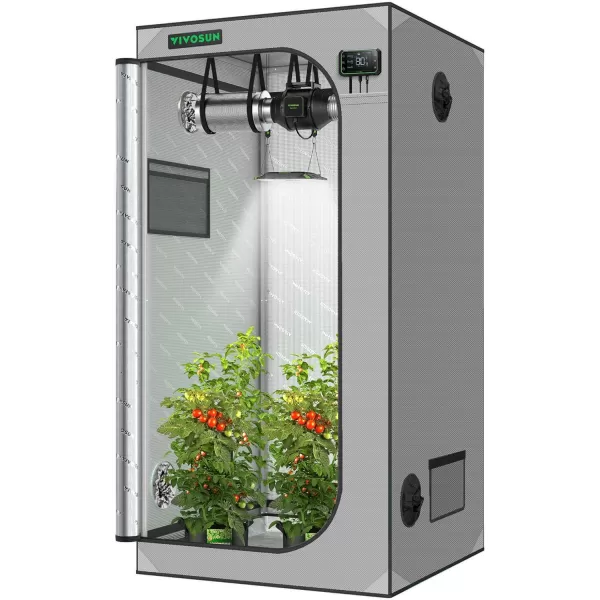 VIVOSUN Gray 4x2 Grow Tent, 48"x24"x60" High Reflective Mylar with 16mm Poles, Observation Window and Floor Tray for Hydroponics Indoor Plant Growing for VS1000/VS2000