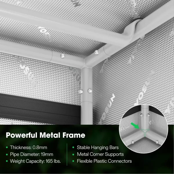 VIVOSUN Gray 4x2 Grow Tent, 48"x24"x60" High Reflective Mylar with 16mm Poles, Observation Window and Floor Tray for Hydroponics Indoor Plant Growing for VS1000/VS2000