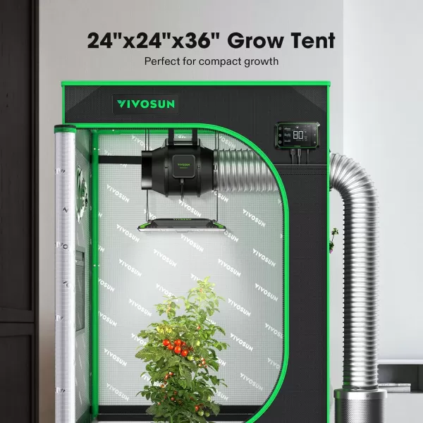 VIVOSUN Gray 4x2 Grow Tent, 48"x24"x60" High Reflective Mylar with 16mm Poles, Observation Window and Floor Tray for Hydroponics Indoor Plant Growing for VS1000/VS2000