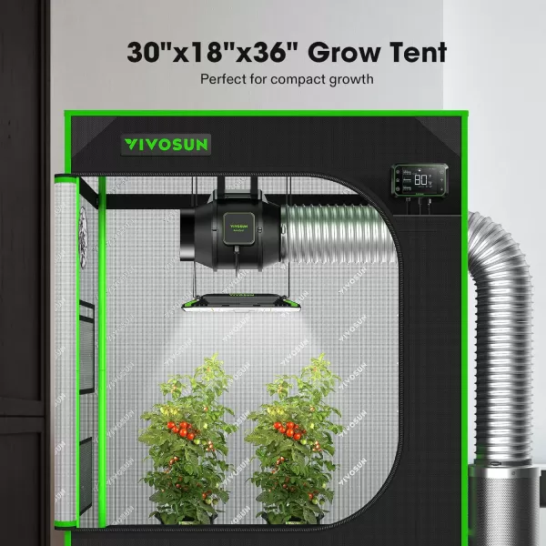 VIVOSUN Gray 4x2 Grow Tent, 48"x24"x60" High Reflective Mylar with 16mm Poles, Observation Window and Floor Tray for Hydroponics Indoor Plant Growing for VS1000/VS2000