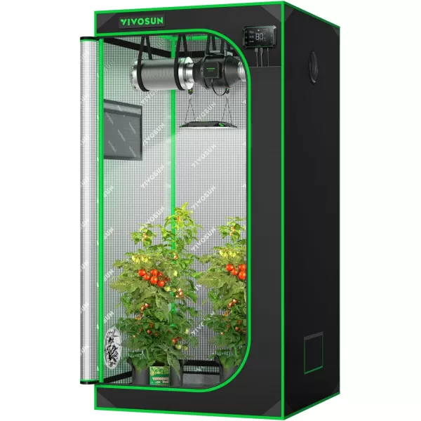 VIVOSUN Gray 4x2 Grow Tent, 48"x24"x60" High Reflective Mylar with 16mm Poles, Observation Window and Floor Tray for Hydroponics Indoor Plant Growing for VS1000/VS2000