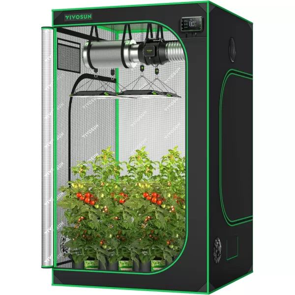 VIVOSUN Gray 4x2 Grow Tent, 48"x24"x60" High Reflective Mylar with 16mm Poles, Observation Window and Floor Tray for Hydroponics Indoor Plant Growing for VS1000/VS2000