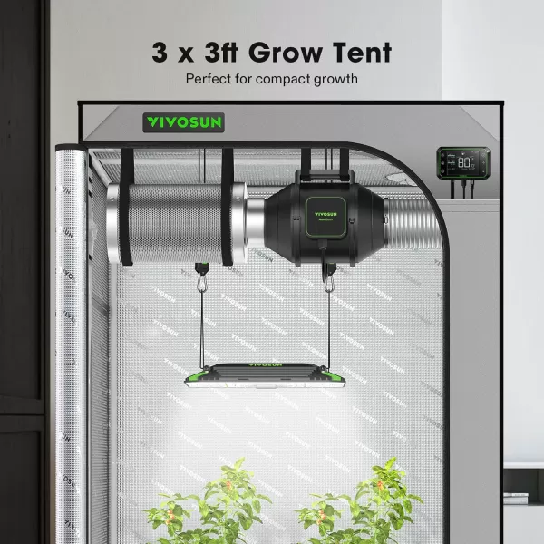 VIVOSUN Gray 4x2 Grow Tent, 48"x24"x60" High Reflective Mylar with 16mm Poles, Observation Window and Floor Tray for Hydroponics Indoor Plant Growing for VS1000/VS2000