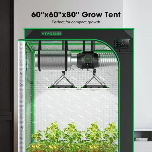 VIVOSUN Gray 4x2 Grow Tent, 48"x24"x60" High Reflective Mylar with 16mm Poles, Observation Window and Floor Tray for Hydroponics Indoor Plant Growing for VS1000/VS2000