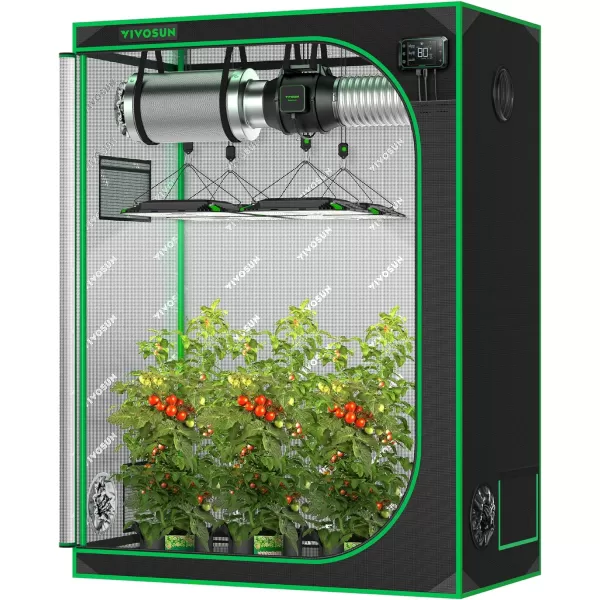 VIVOSUN Gray 4x2 Grow Tent, 48"x24"x60" High Reflective Mylar with 16mm Poles, Observation Window and Floor Tray for Hydroponics Indoor Plant Growing for VS1000/VS2000