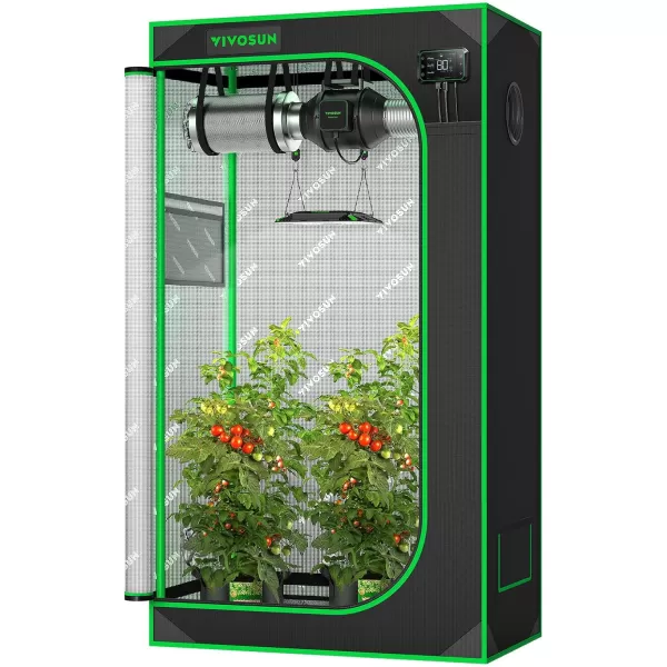 VIVOSUN Gray 4x2 Grow Tent, 48"x24"x60" High Reflective Mylar with 16mm Poles, Observation Window and Floor Tray for Hydroponics Indoor Plant Growing for VS1000/VS2000