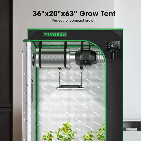 VIVOSUN Gray 4x2 Grow Tent, 48"x24"x60" High Reflective Mylar with 16mm Poles, Observation Window and Floor Tray for Hydroponics Indoor Plant Growing for VS1000/VS2000