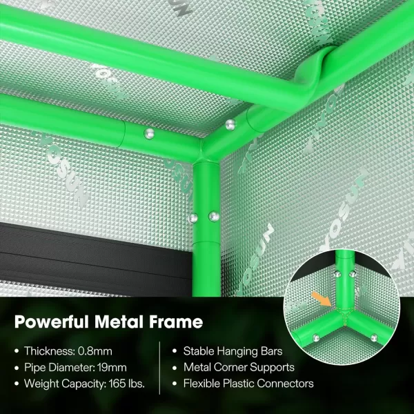 VIVOSUN Gray 4x2 Grow Tent, 48"x24"x60" High Reflective Mylar with 16mm Poles, Observation Window and Floor Tray for Hydroponics Indoor Plant Growing for VS1000/VS2000