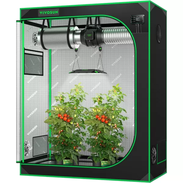 VIVOSUN Gray 4x2 Grow Tent, 48"x24"x60" High Reflective Mylar with 16mm Poles, Observation Window and Floor Tray for Hydroponics Indoor Plant Growing for VS1000/VS2000