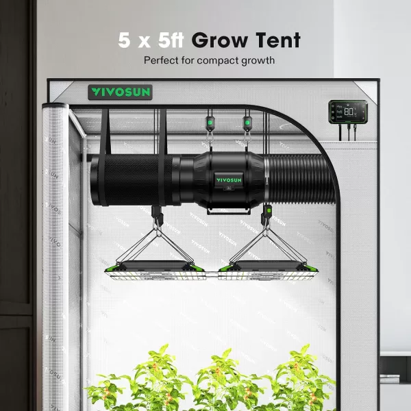 VIVOSUN Gray 4x2 Grow Tent, 48"x24"x60" High Reflective Mylar with 16mm Poles, Observation Window and Floor Tray for Hydroponics Indoor Plant Growing for VS1000/VS2000