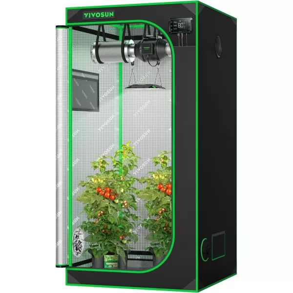 VIVOSUN Gray 4x2 Grow Tent, 48"x24"x60" High Reflective Mylar with 16mm Poles, Observation Window and Floor Tray for Hydroponics Indoor Plant Growing for VS1000/VS2000