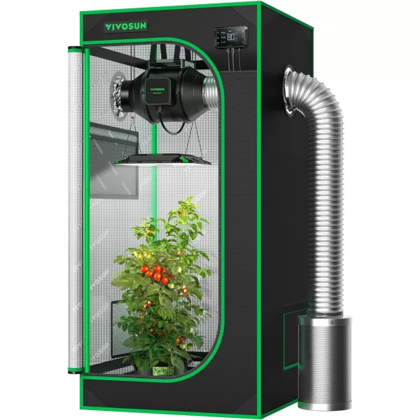 VIVOSUN Gray 4x2 Grow Tent, 48"x24"x60" High Reflective Mylar with 16mm Poles, Observation Window and Floor Tray for Hydroponics Indoor Plant Growing for VS1000/VS2000
