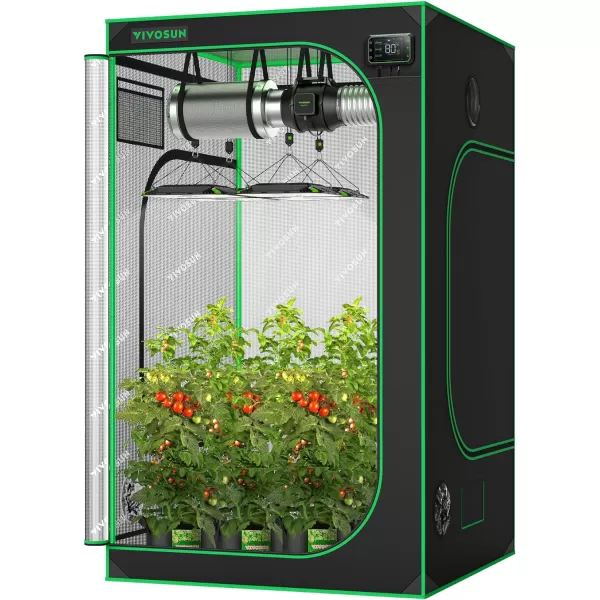 VIVOSUN Gray 4x2 Grow Tent, 48"x24"x60" High Reflective Mylar with 16mm Poles, Observation Window and Floor Tray for Hydroponics Indoor Plant Growing for VS1000/VS2000