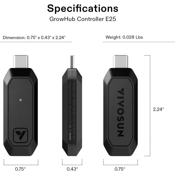 VIVOSUN GrowHub Controller E25, Supports Smart Grow System Devices, Easy to Install &amp; Use, WiFi App Controllable, Expansion Port for E42/E42A, for Grow Tent Cooling Ventilation Lighting