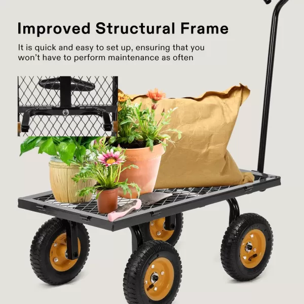 VIVOSUN Heavy-Duty Steel Garden Cart, 400-Pound Capacity, Steel Utility Garden Wagon with Removable Sides, 8" Pneumatic Tires, Black