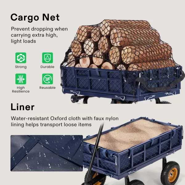 VIVOSUN Heavy-Duty Steel Garden Cart, 400-Pound Capacity, Steel Utility Garden Wagon with Removable Sides, 8" Pneumatic Tires, Black