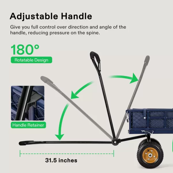 VIVOSUN Heavy-Duty Steel Garden Cart, 400-Pound Capacity, Steel Utility Garden Wagon with Removable Sides, 8" Pneumatic Tires, Black
