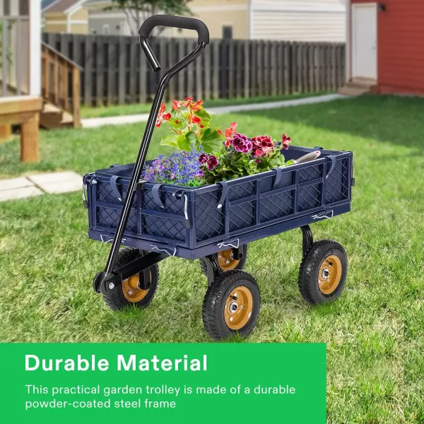 VIVOSUN Heavy-Duty Steel Garden Cart, 400-Pound Capacity, Steel Utility Garden Wagon with Removable Sides, 8" Pneumatic Tires, Black