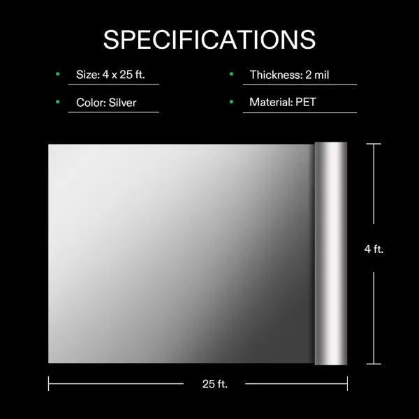 VIVOSUN Highly Reflective Mylar Film Roll 4FT x 25FT for Outdoor Grow Room Indoor Decoration Aluminum Paint Coated 2 Mil Silver